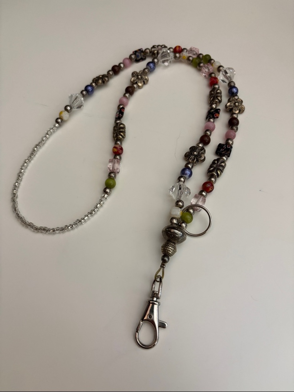 Handmade Beaded Lanyard Keychain Necklace Boho Colorful